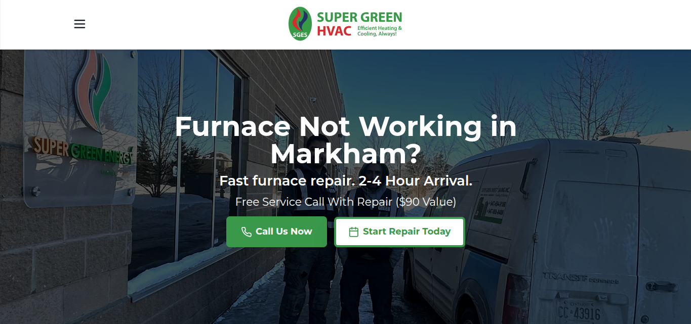 Super Green HVAC website home page